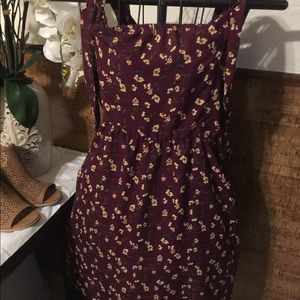 Maroon color floral print dress